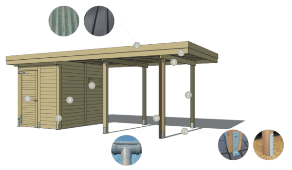 Aanbouwcarport grenen classic - Afbeelding 4