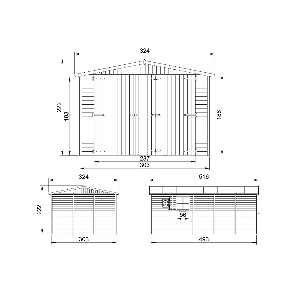 Houten garage M101 – 493 x 303 cm – 15 m2 - Afbeelding 5