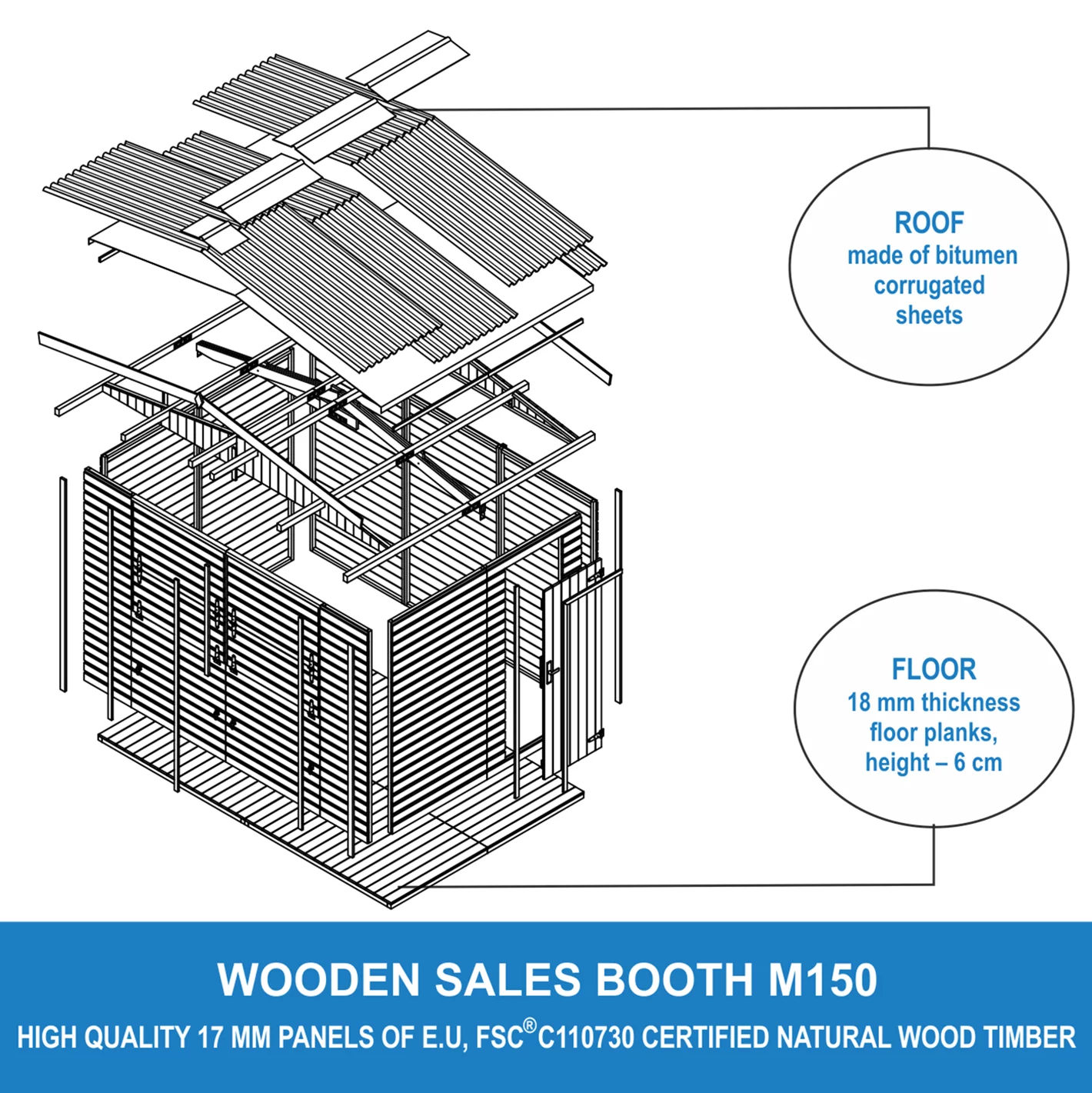 Kiosk of buitenbar M150 – 303 x 199 cm – 6 m2 - Afbeelding 7