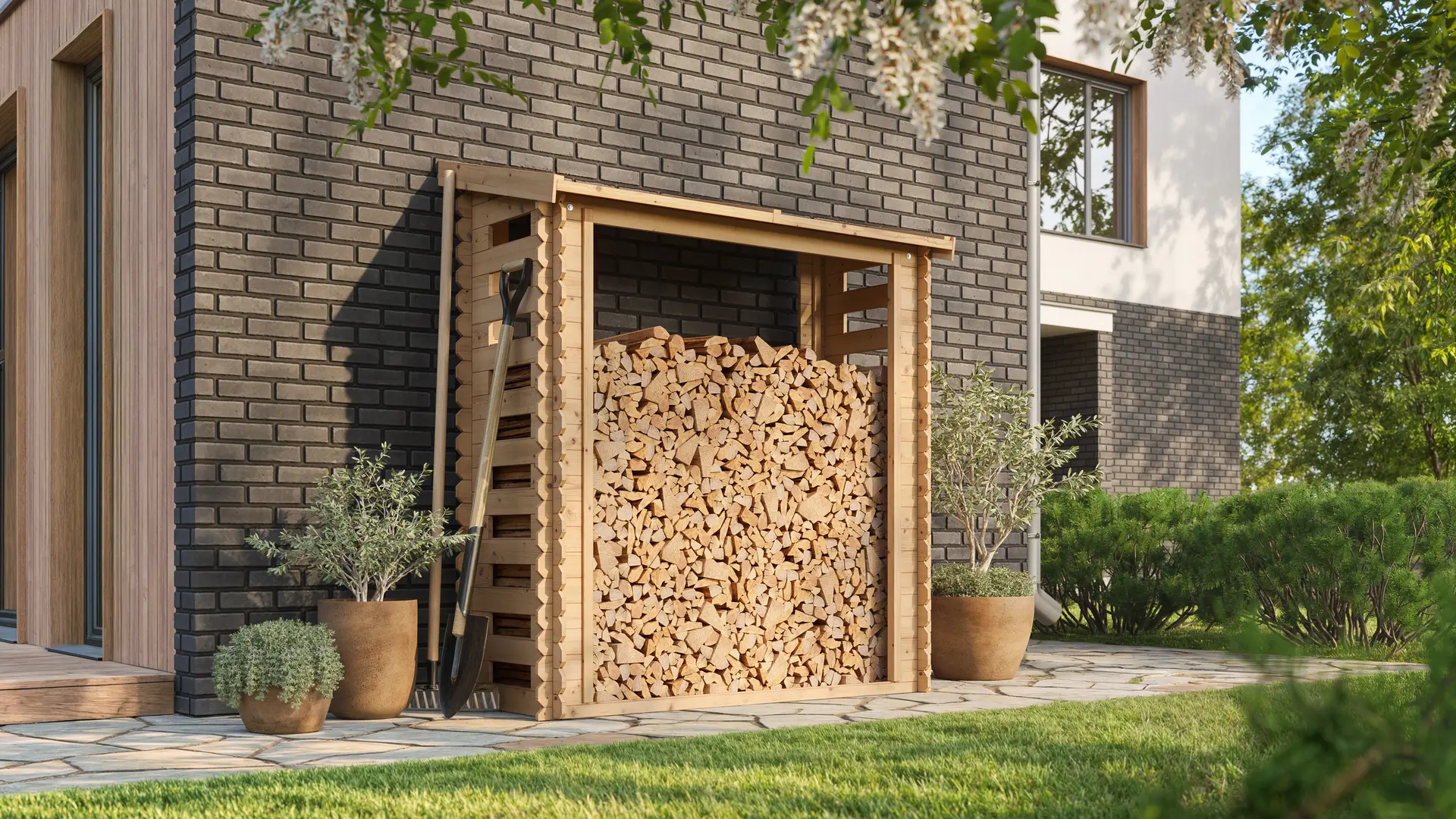 Houtopslag voor brandhout M201 - 168 x 70cm - 1,75m3 - Afbeelding 2