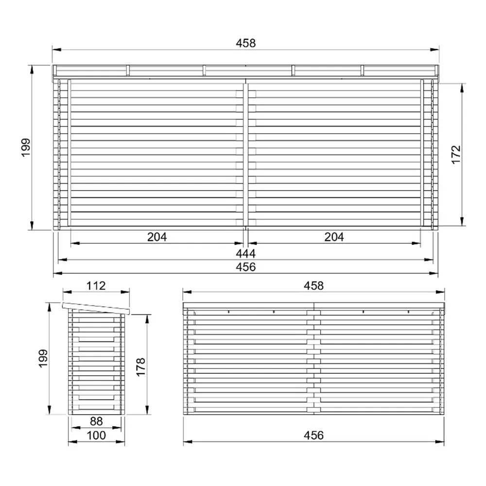 Houtopslag voor brandhout M203 - 456 x 100cm - 7m3 - Afbeelding 5