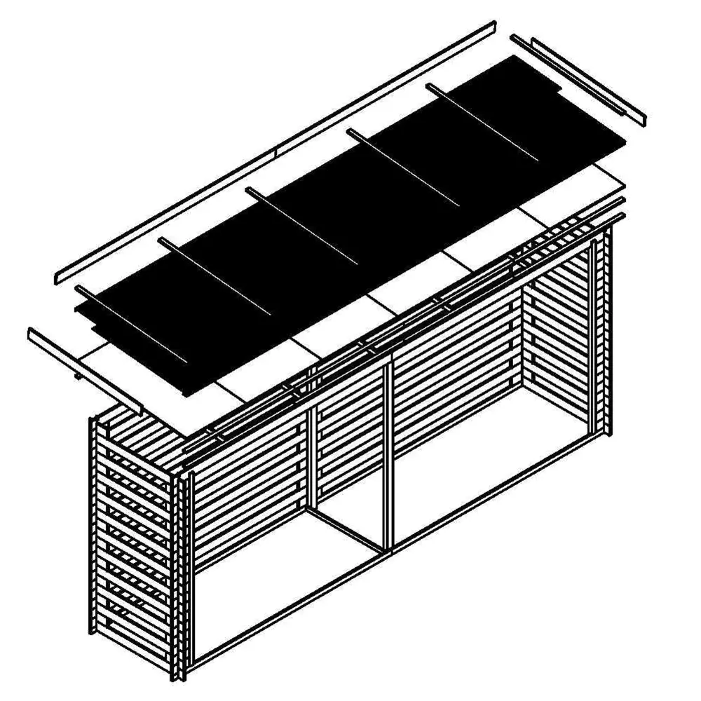 Houtopslag voor brandhout M203 - 456 x 100cm - 7m3 - Afbeelding 7