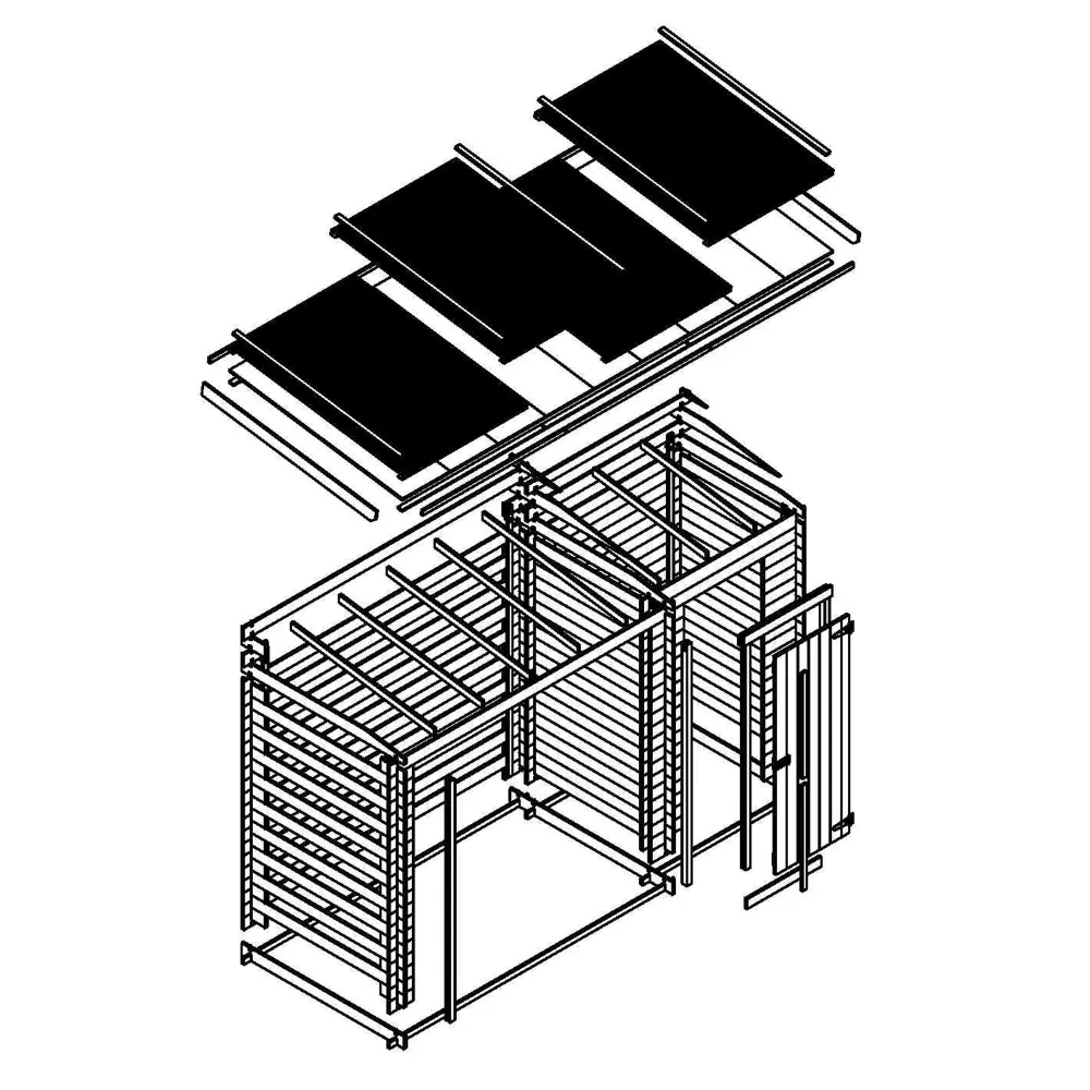 Houtopslag voor brandhout M205 - 344 x 130cm - 4m3 - Afbeelding 12