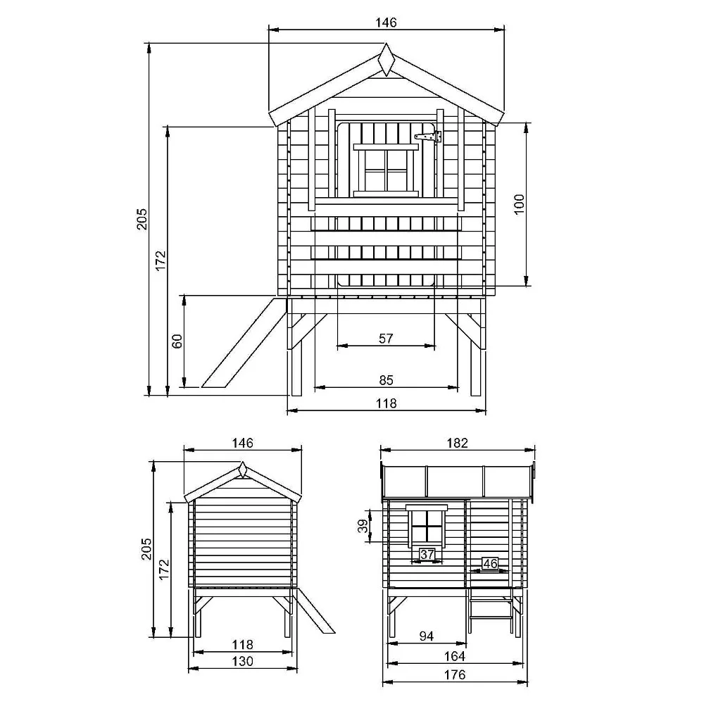 Houten Speelhuis M501B – 130 x 164 cm - Afbeelding 5
