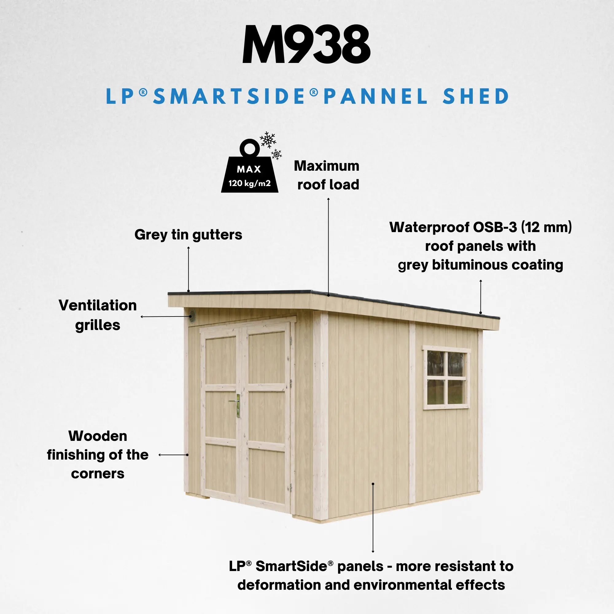 LP® SmartSide® panelen tuinhuis M938B – 236 x 250 cm – 6 m2 - Afbeelding 5