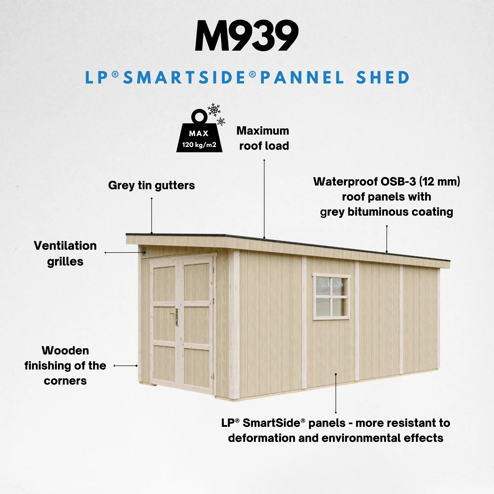 LP® SmartSide® panelen tuinhuis M939B – 236 x 368 cm – 9 m2 - Afbeelding 8