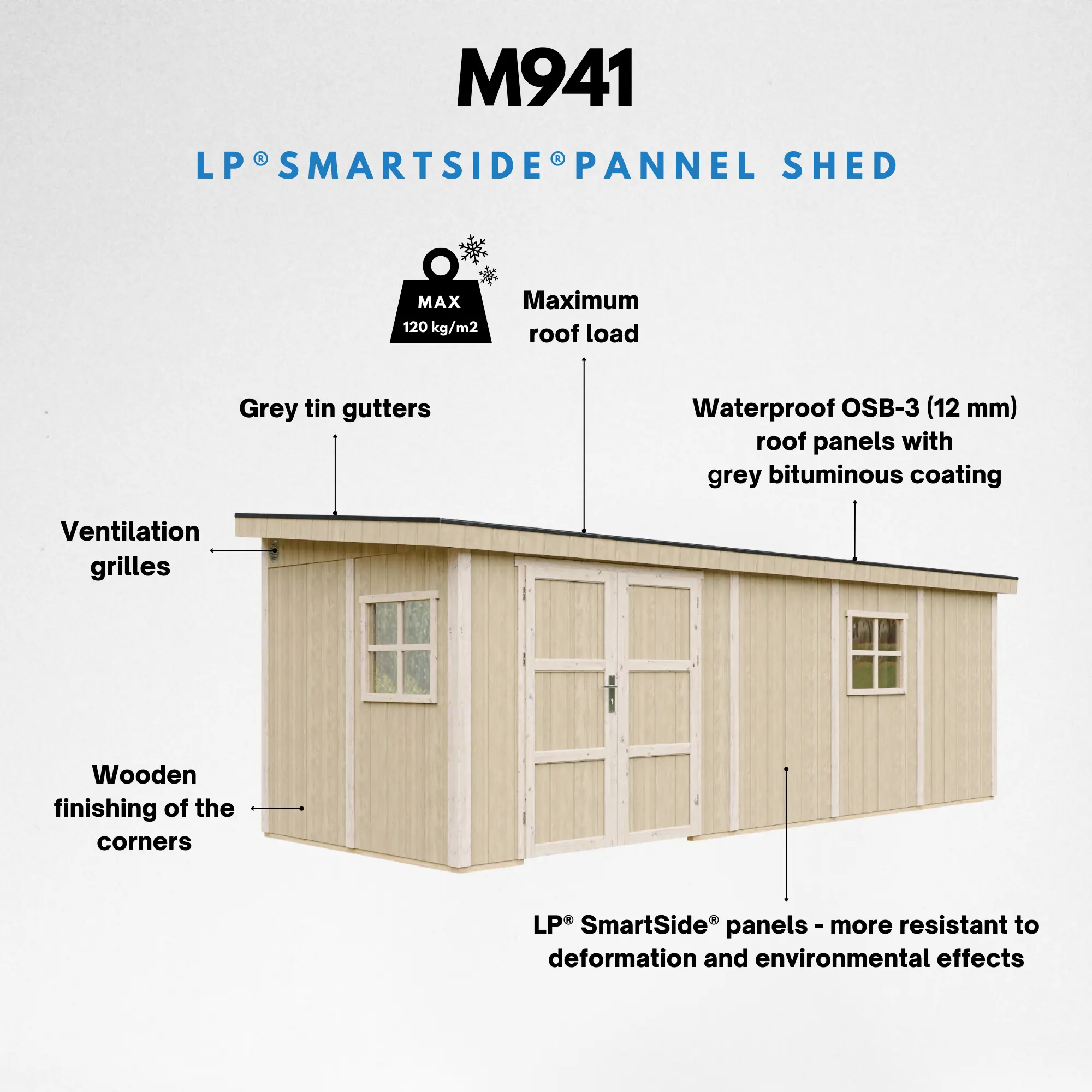 LP® SmartSide® panelen tuinhuis M941B – 236 x 604 cm – 14 m2 - Afbeelding 10