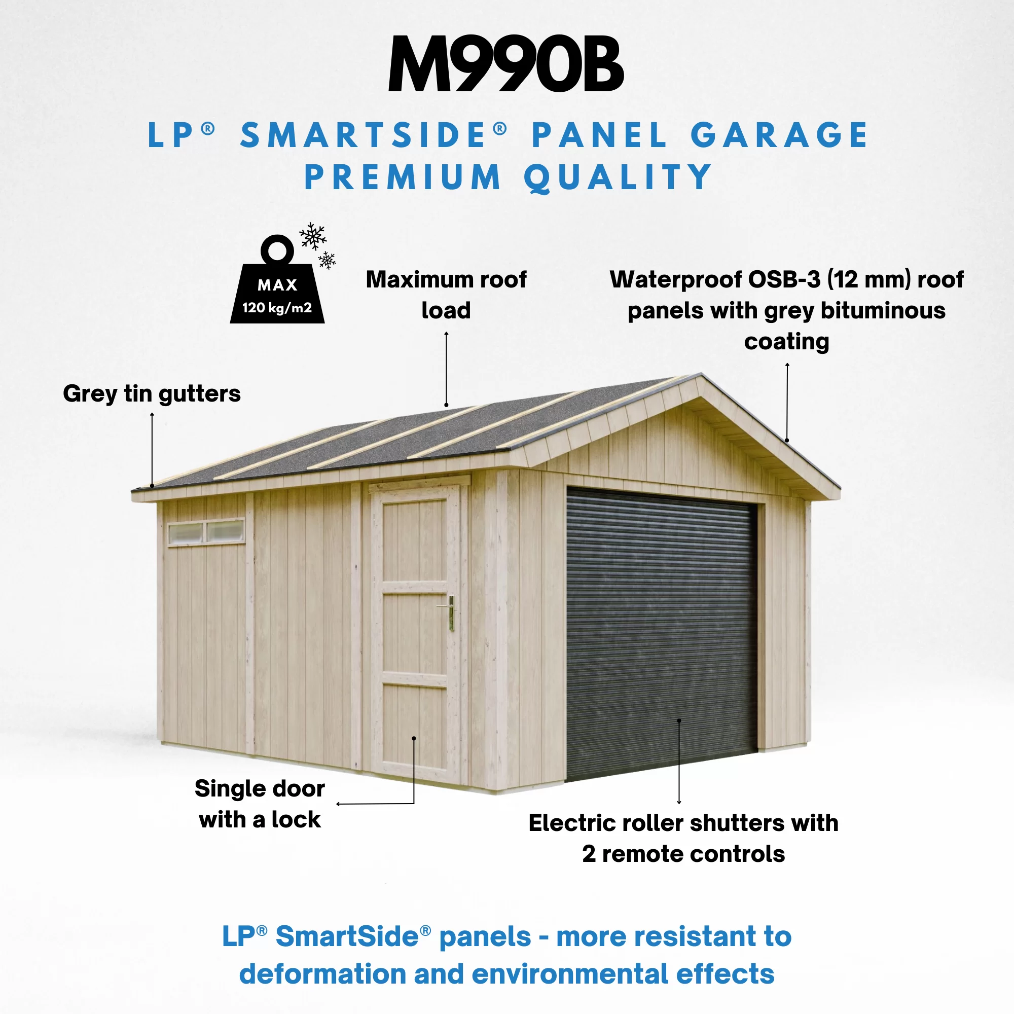 LP® SmartSide® panelen garage M990B – 354 x 368 cm – 13 m2 - Afbeelding 3