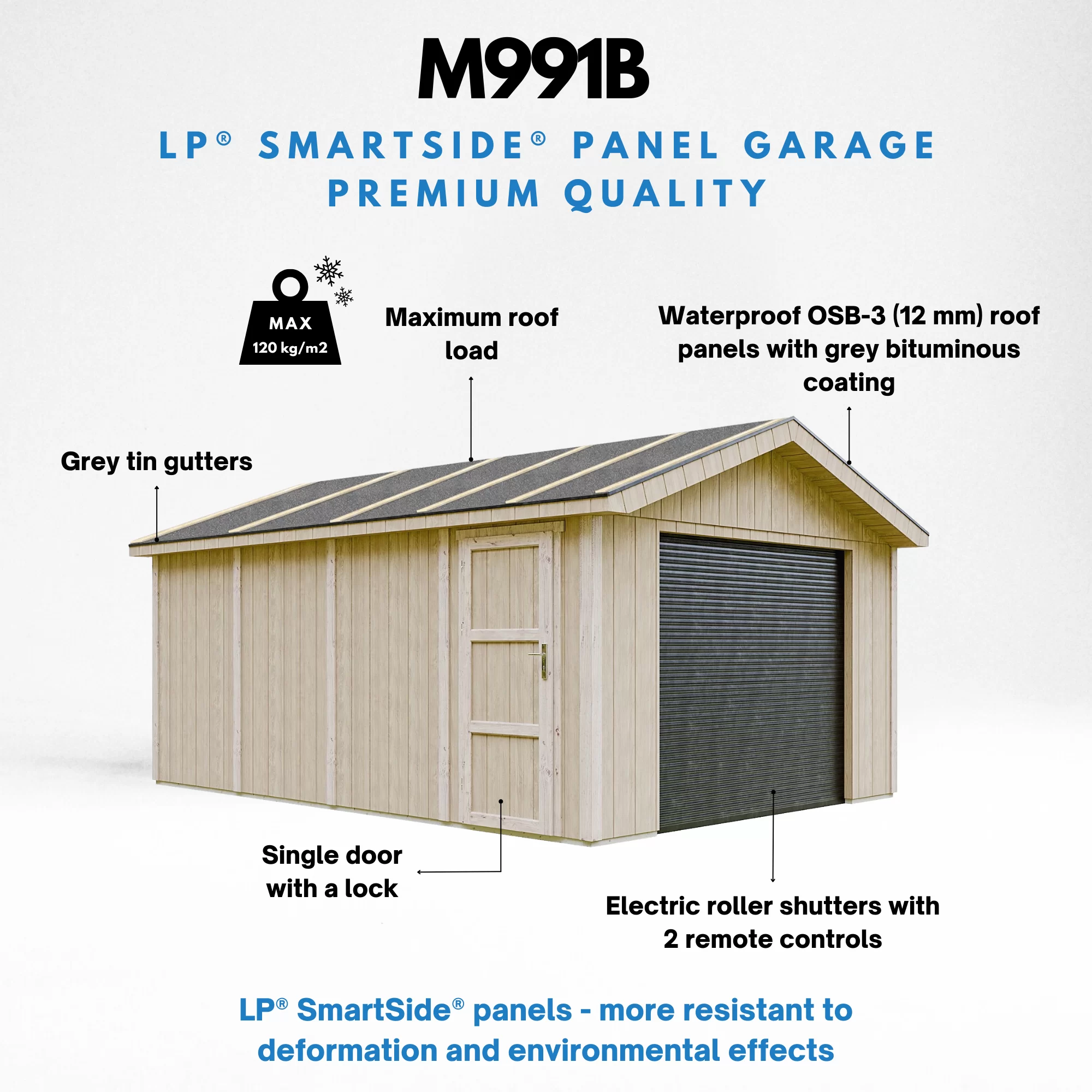 LP® SmartSide® panelen garage M991B – 354 x 486 cm – 17 m2 - Afbeelding 8