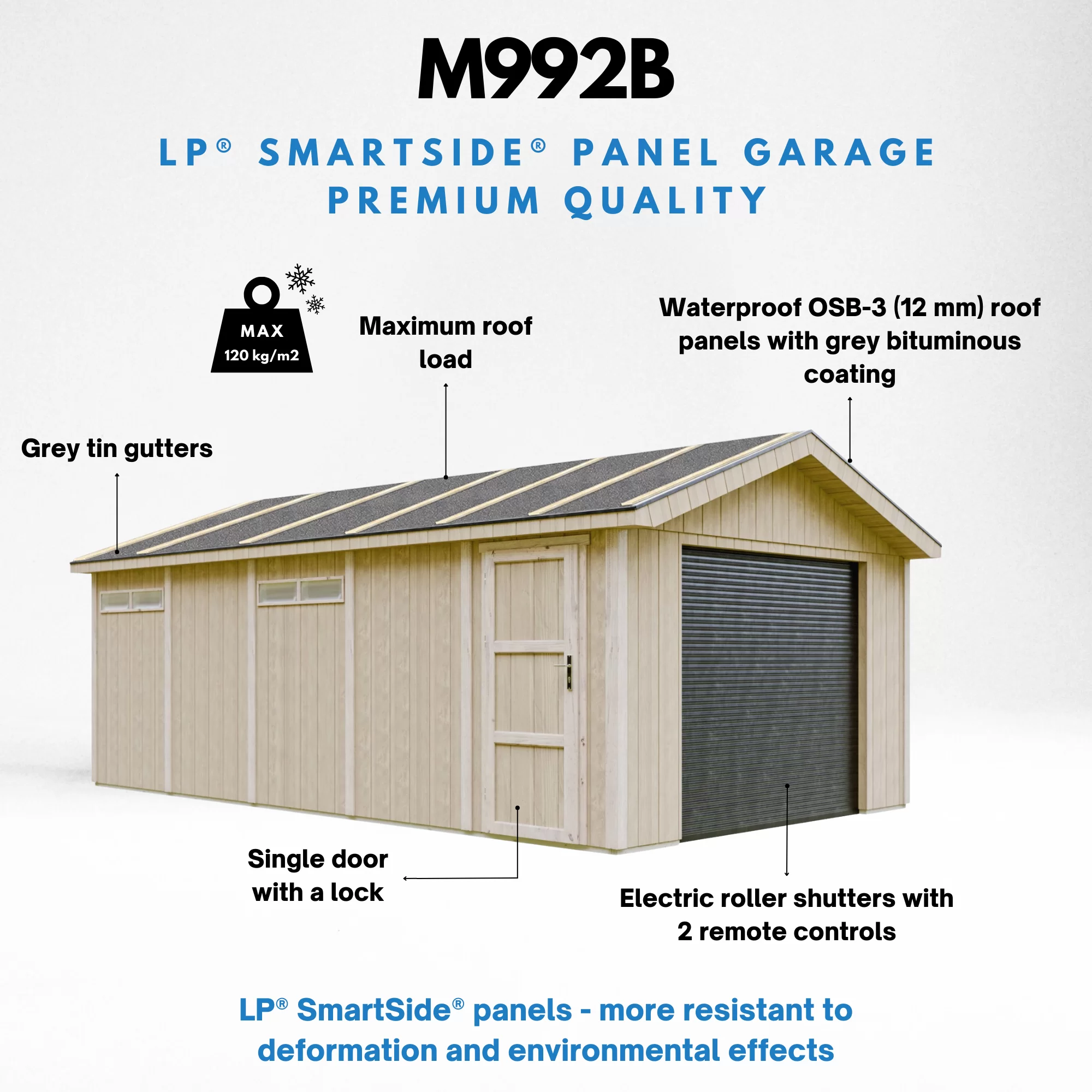 LP® SmartSide® panelen garage M992B – 354 x 604 cm – 21 m2 - Afbeelding 7