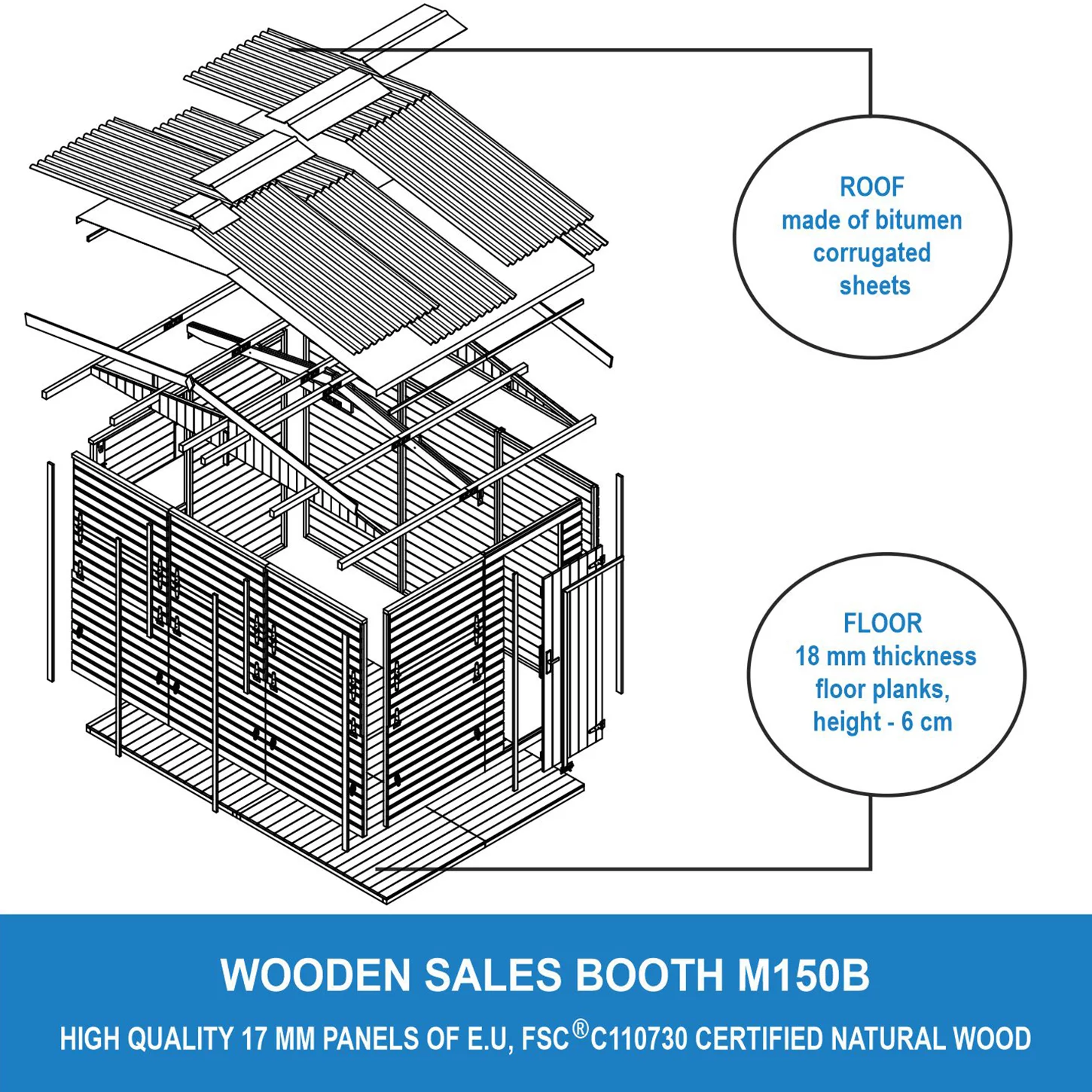 Kiosk of buitenbar M150B – 303 x 199 cm – 6 m2 - Afbeelding 9