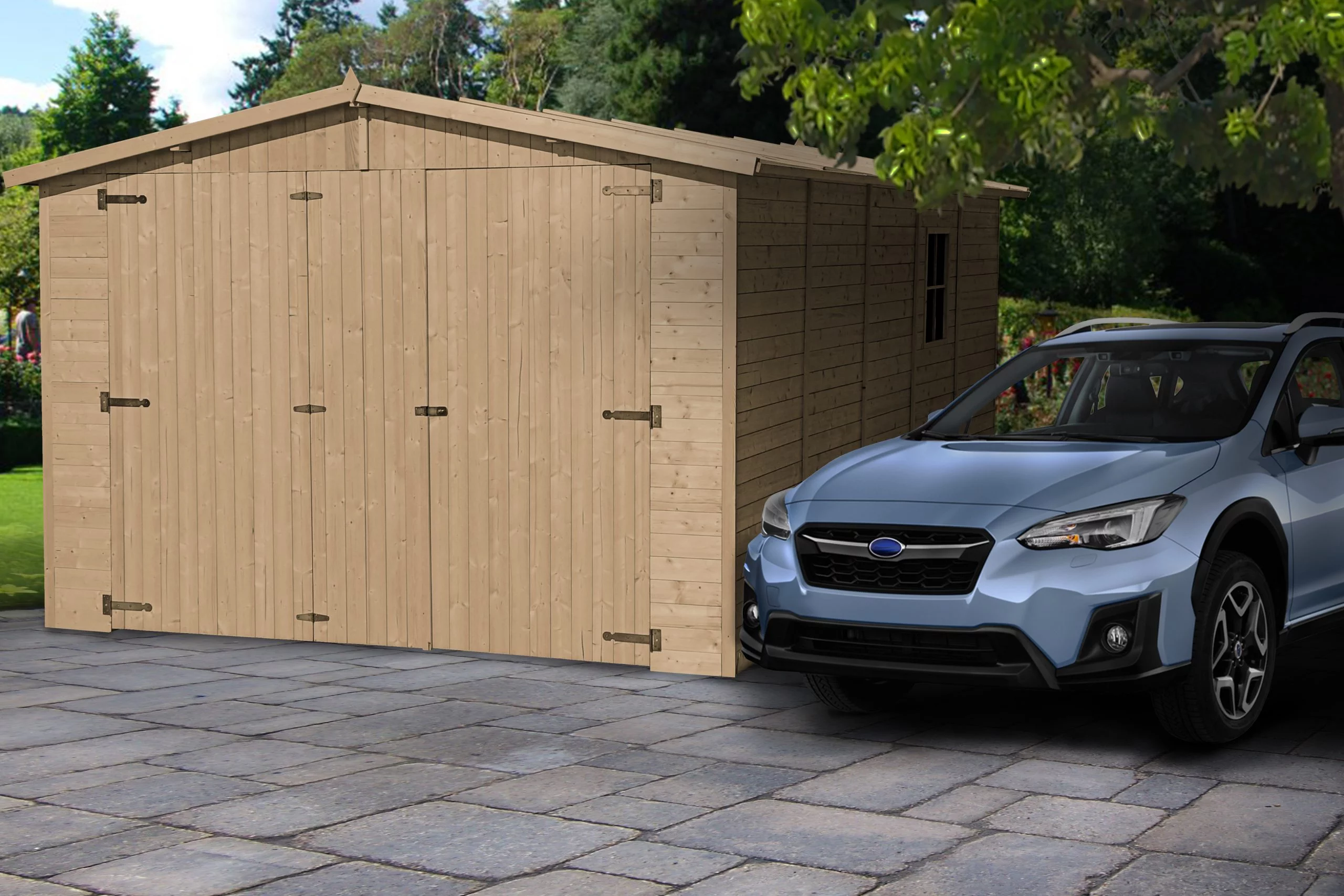 Houten garage M101 – 493 x 303 cm – 15 m2 - Afbeelding 2