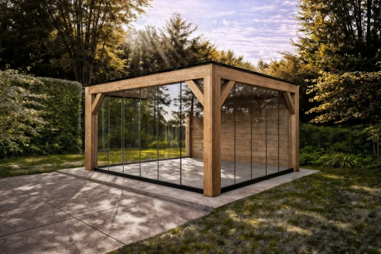 Eiken Tuinkamer Pure | Minimalistisch met glazen schuifwanden & EPDM ...